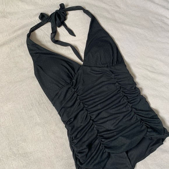 Vintage Sparkly Halter-Neck Ruched Top - Picture 2 of 7